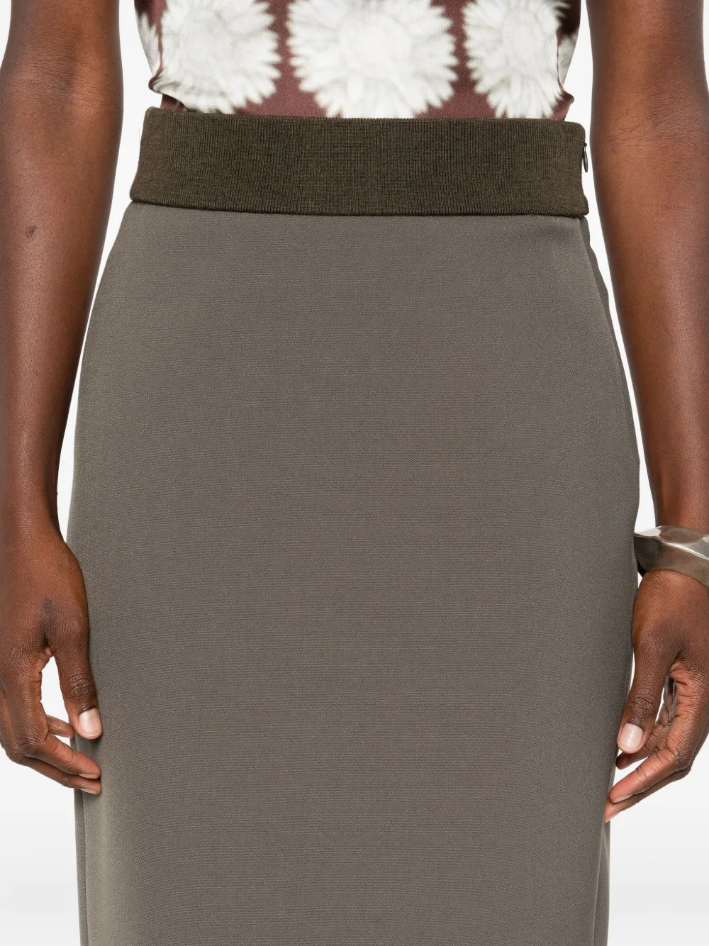 Peserico Kokerrok met elastische tailleband Groen