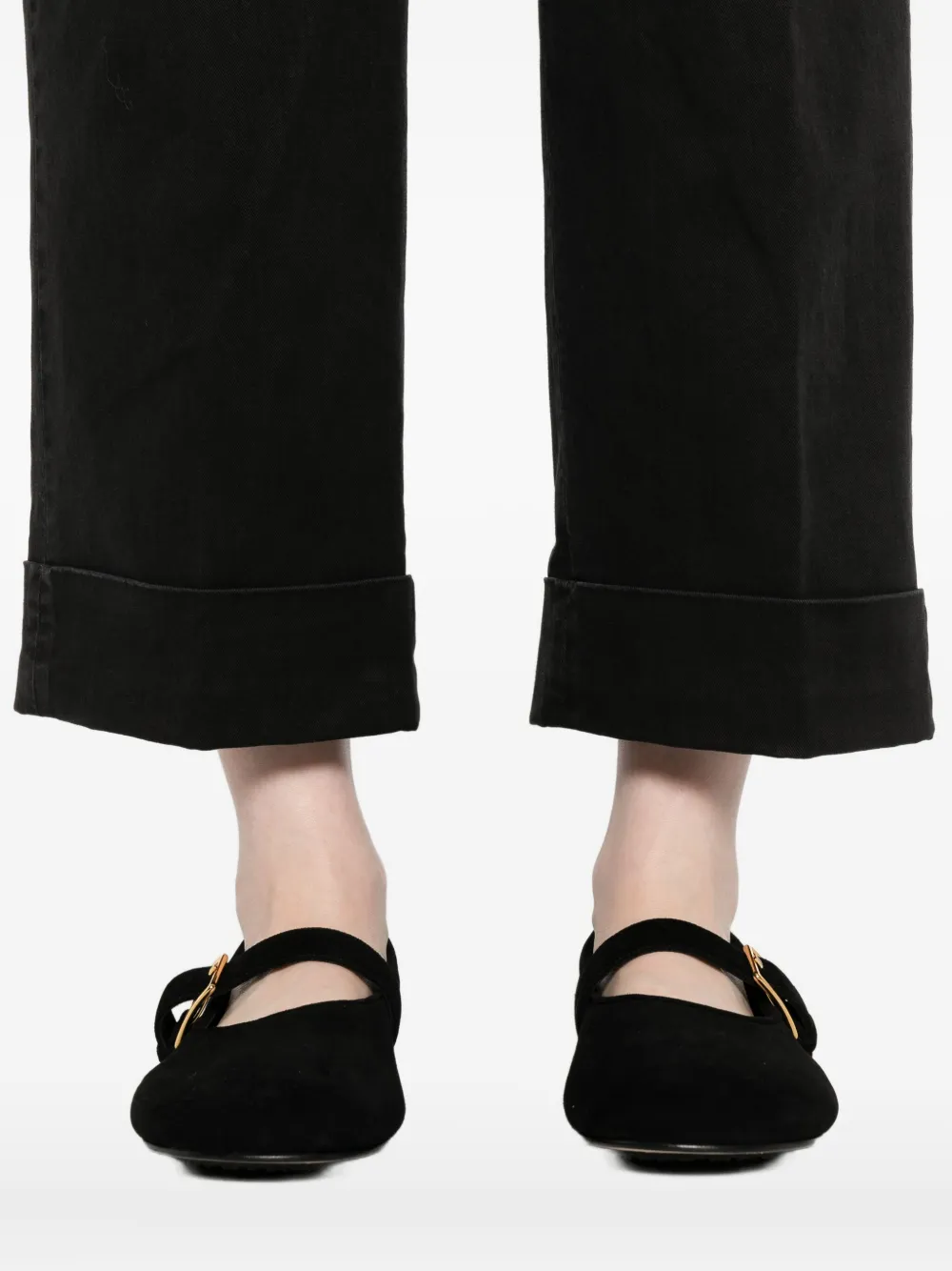 Peserico Twill broek met omgeslagen pijpen Zwart