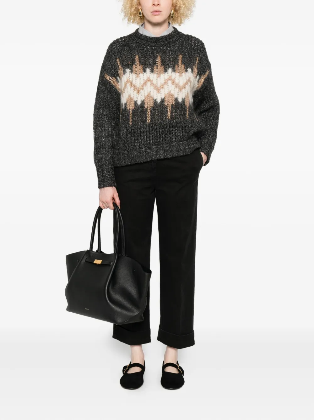 Peserico Twill broek met omgeslagen pijpen - Zwart