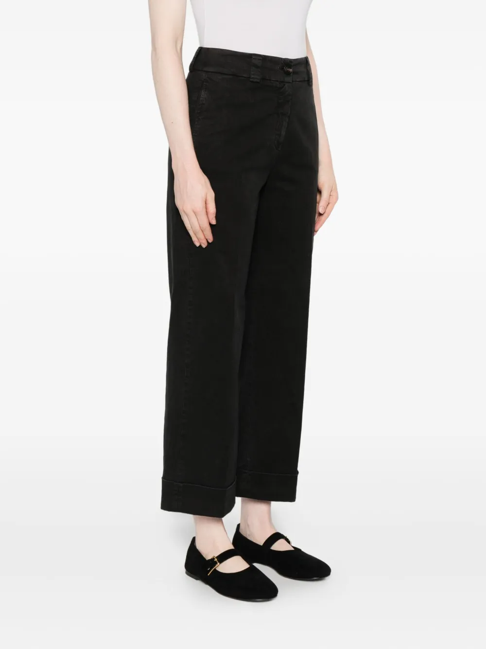 Peserico Twill broek met omgeslagen pijpen Zwart