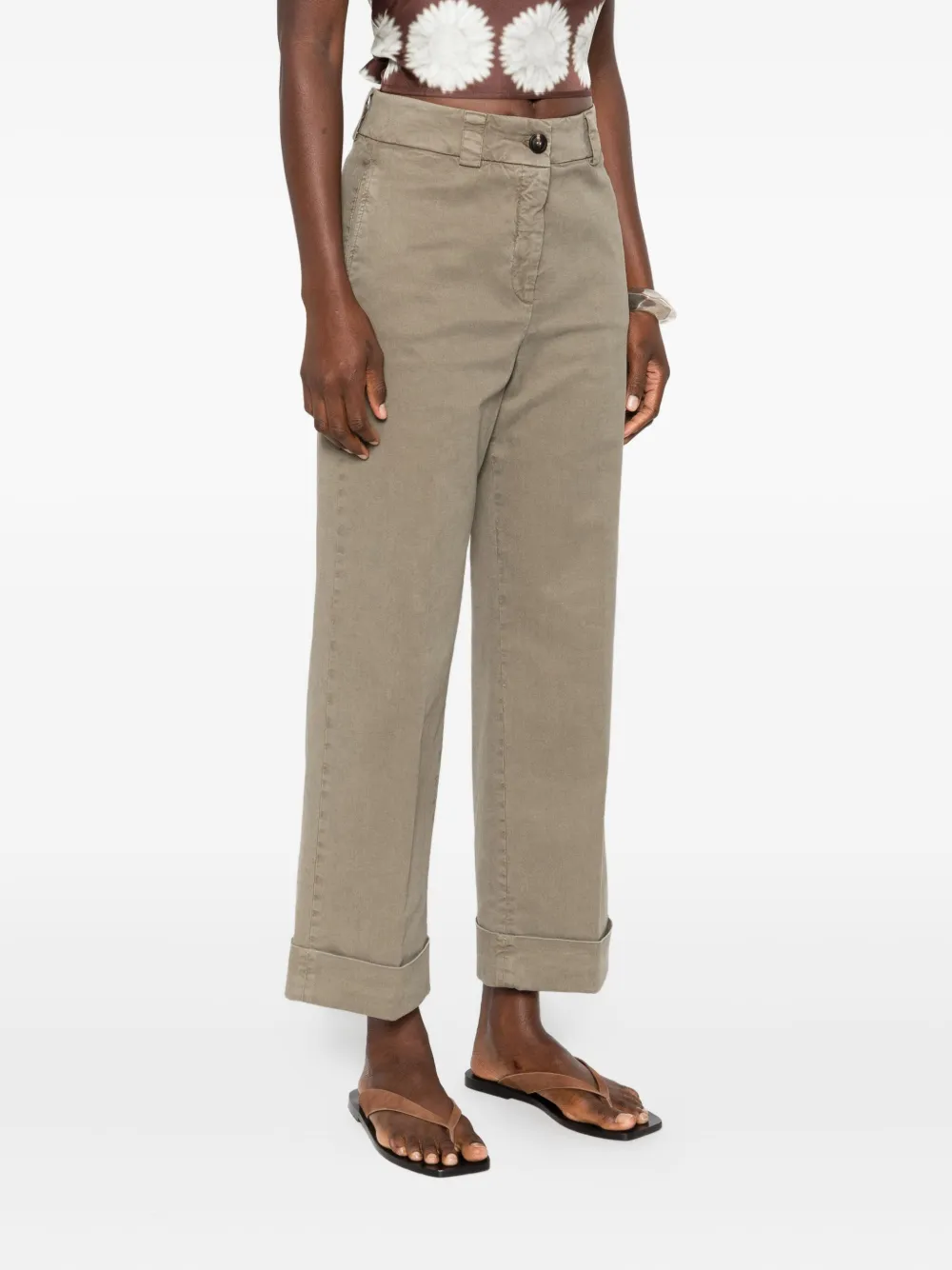 Peserico Twill broek met omgeslagen pijpen Groen