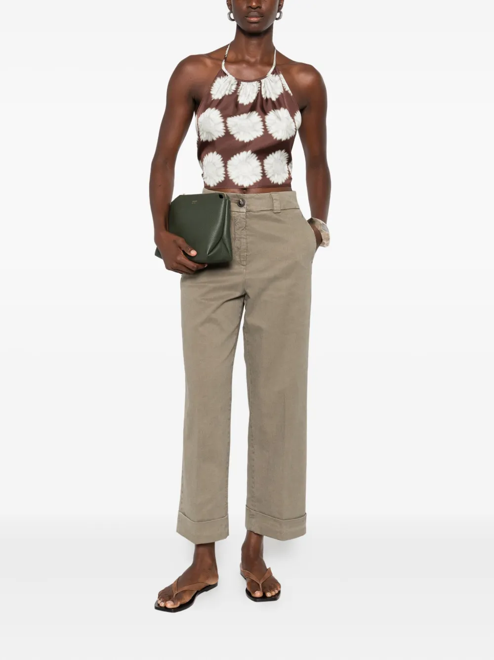 Peserico Twill broek met omgeslagen pijpen - Groen