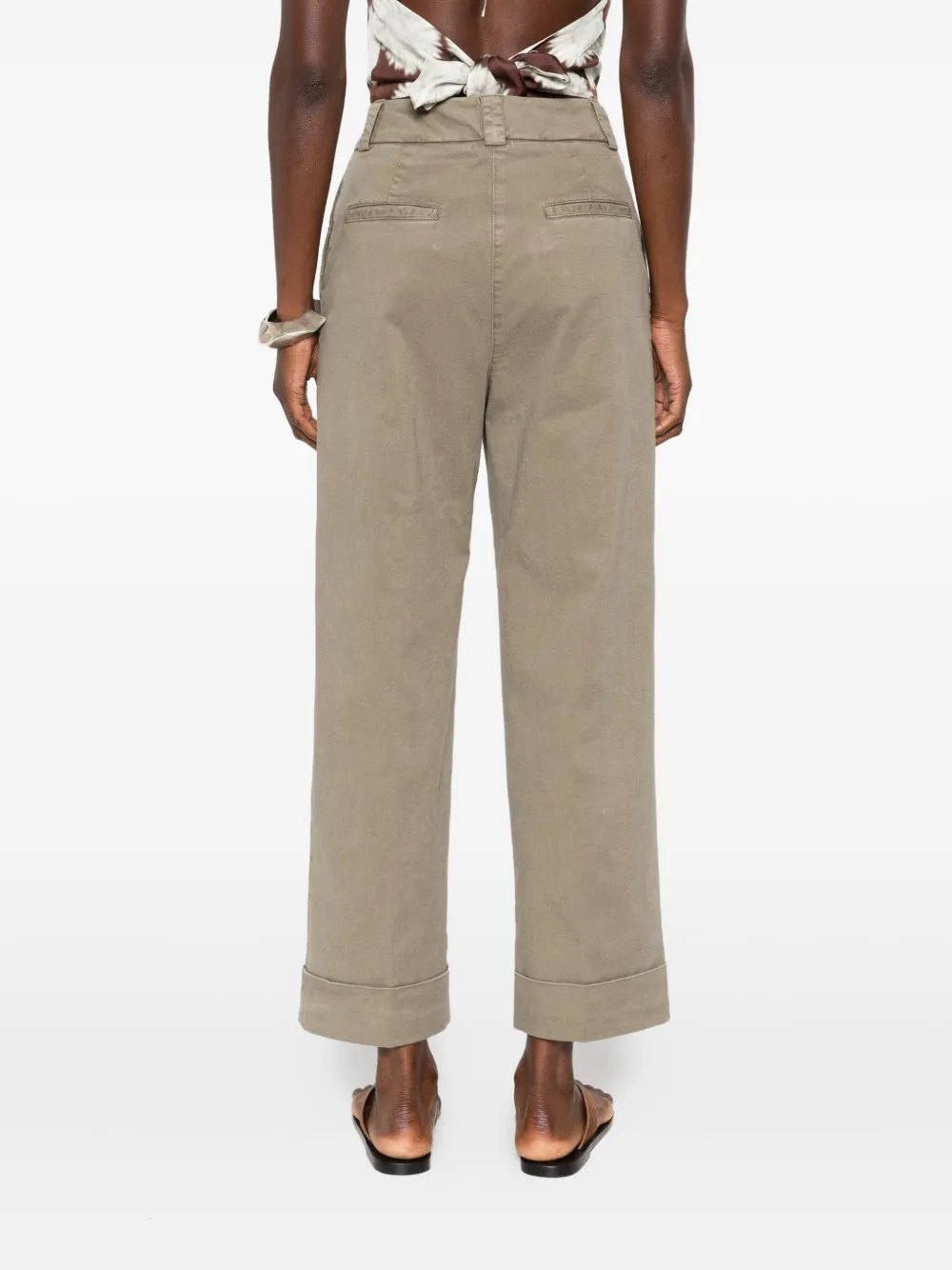 Peserico Twill broek met omgeslagen pijpen Groen