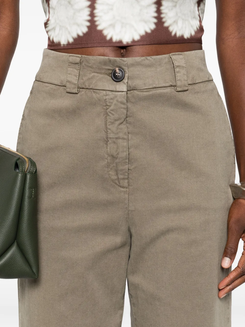 Peserico Twill broek met omgeslagen pijpen Groen