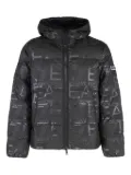 Ea7 Emporio Armani logo-print hooded down jacket - Black