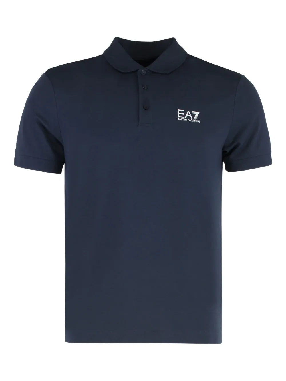 Ea7 Emporio Armani logo-detail stretch-cotton polo shirt Blauw