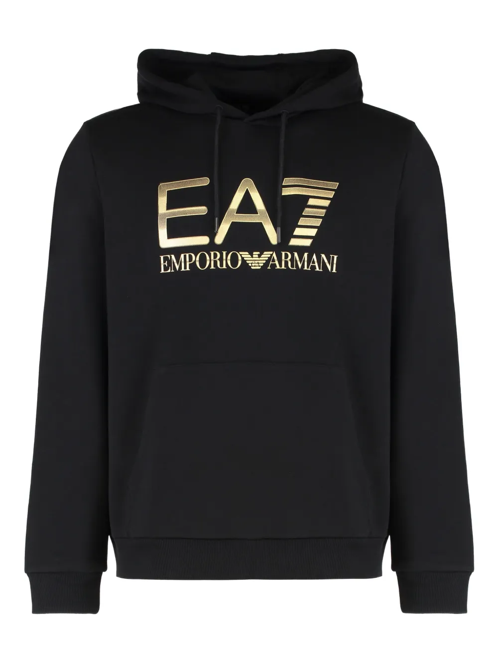 Ea7 Emporio Armani logo cotton hoodie Zwart