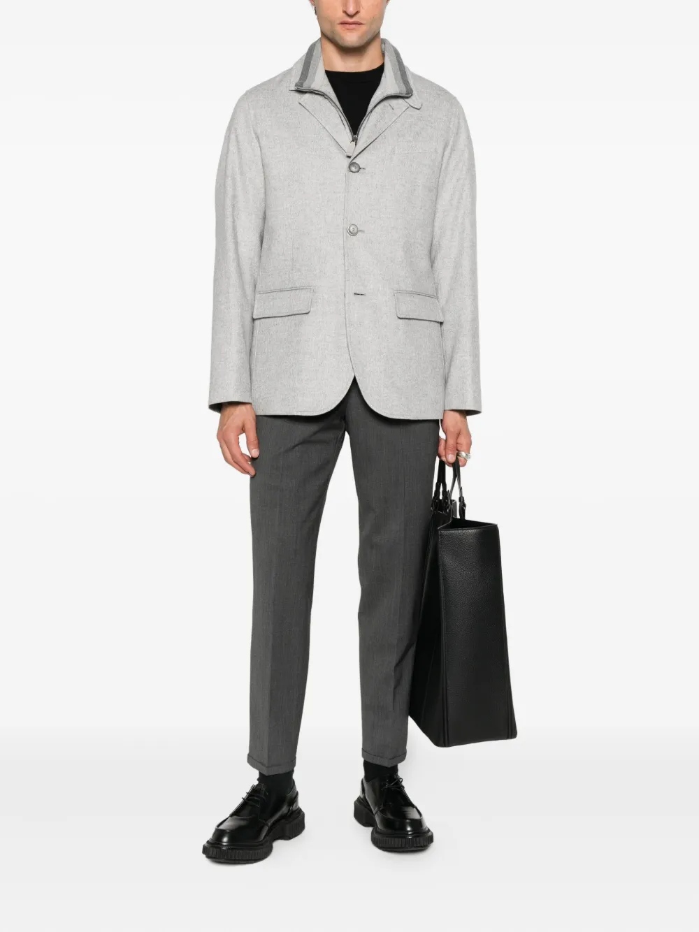 PT Torino cuffed wool trousers Grijs