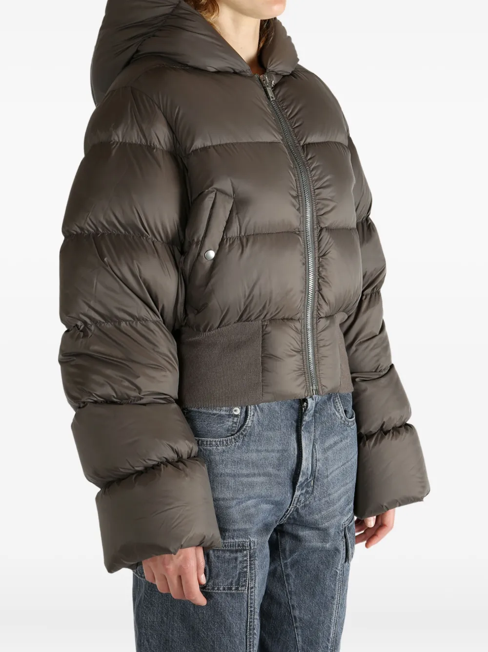Rick Owens hooded puffer jacket Grijs