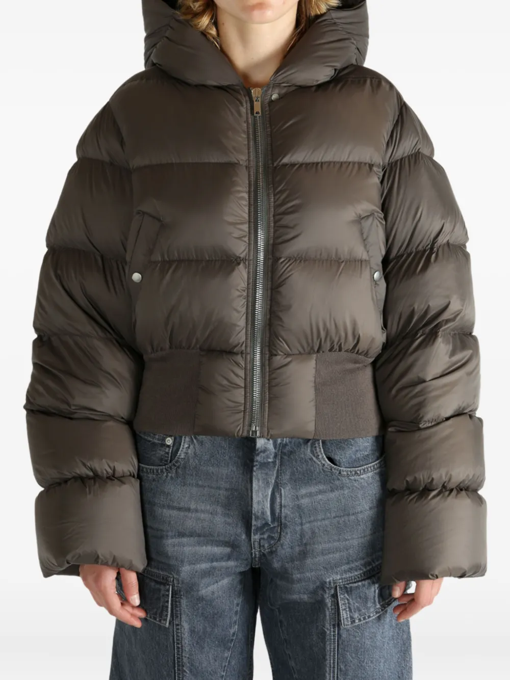 Rick Owens hooded puffer jacket Grijs
