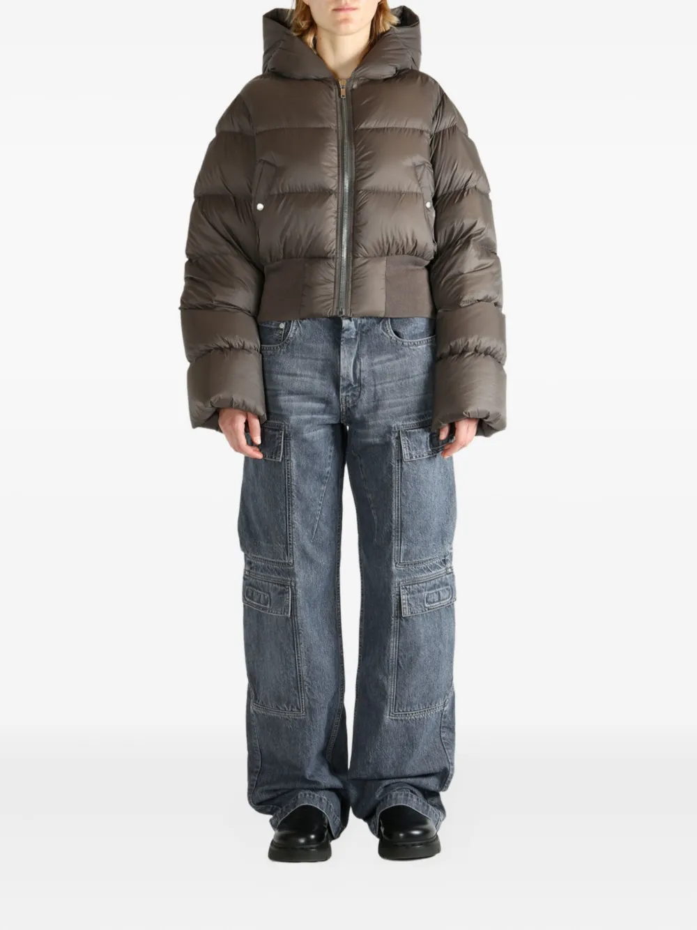 Rick Owens hooded puffer jacket Grijs