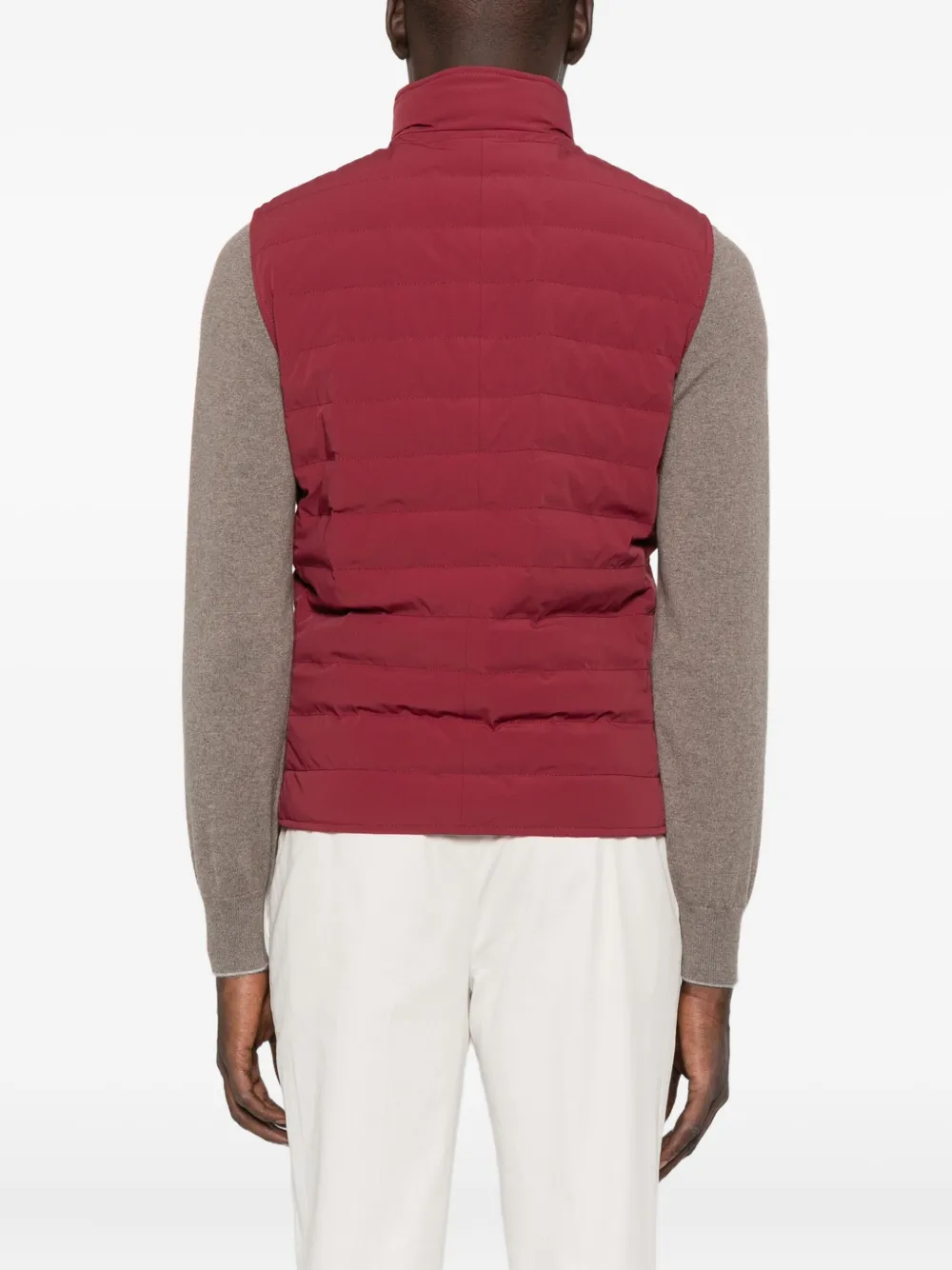 Brunello Cucinelli quilted zip-front vest Rood
