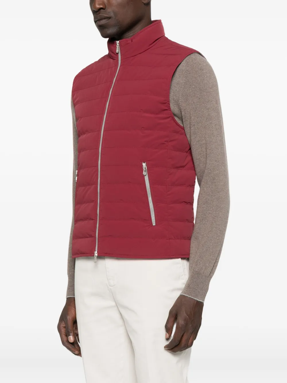 Brunello Cucinelli quilted zip-front vest Rood