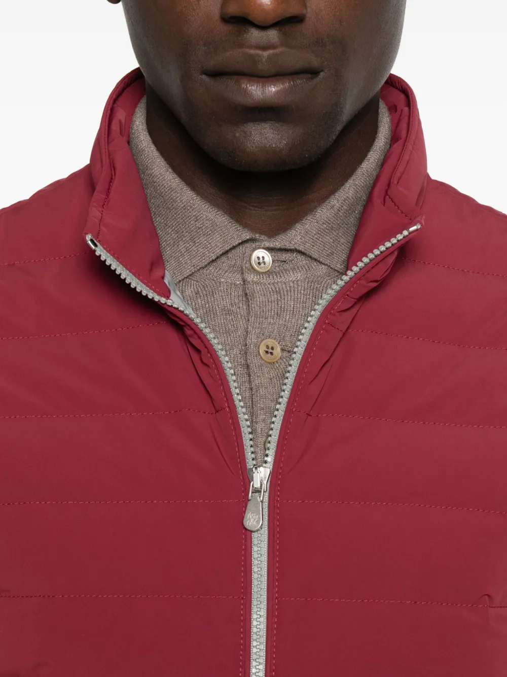 Brunello Cucinelli quilted zip-front vest Rood