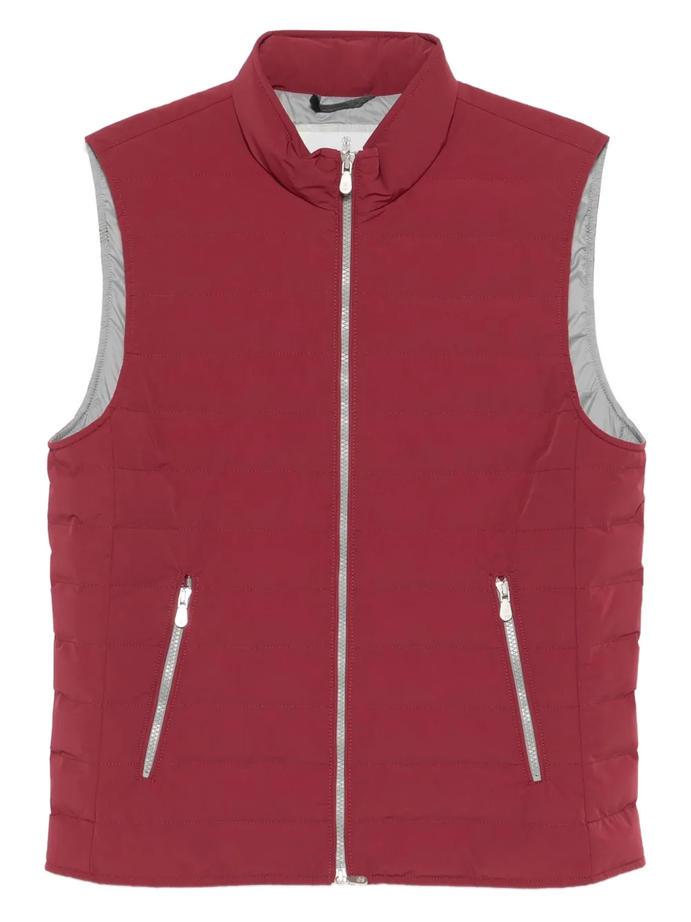 Brunello Cucinelli quilted zip-front vest Rood