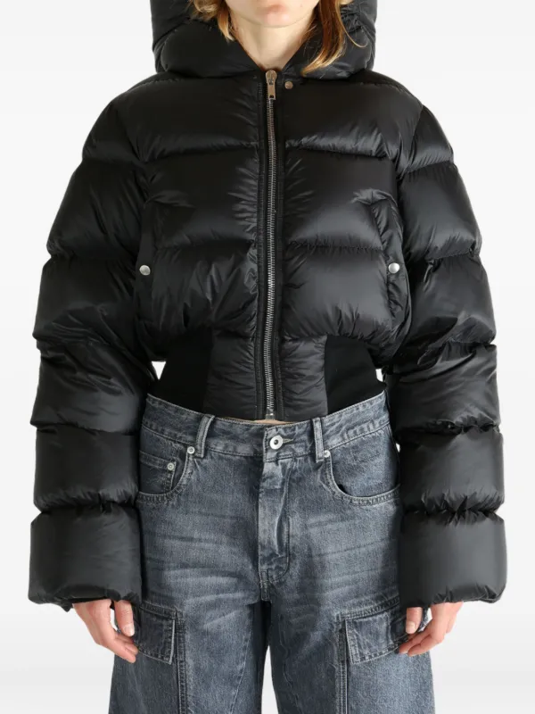 rick owens ブラック ダウンジャケット Rick Owens Hooded Puffer Jacket | ブラック | FARFETCH JP