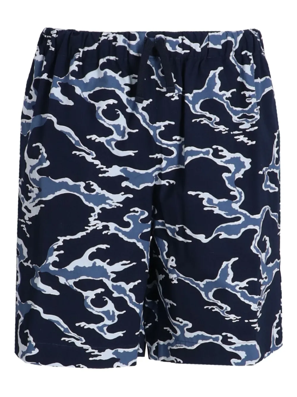 Kenzo Ocean Camo-print Cotton Shorts In Blue