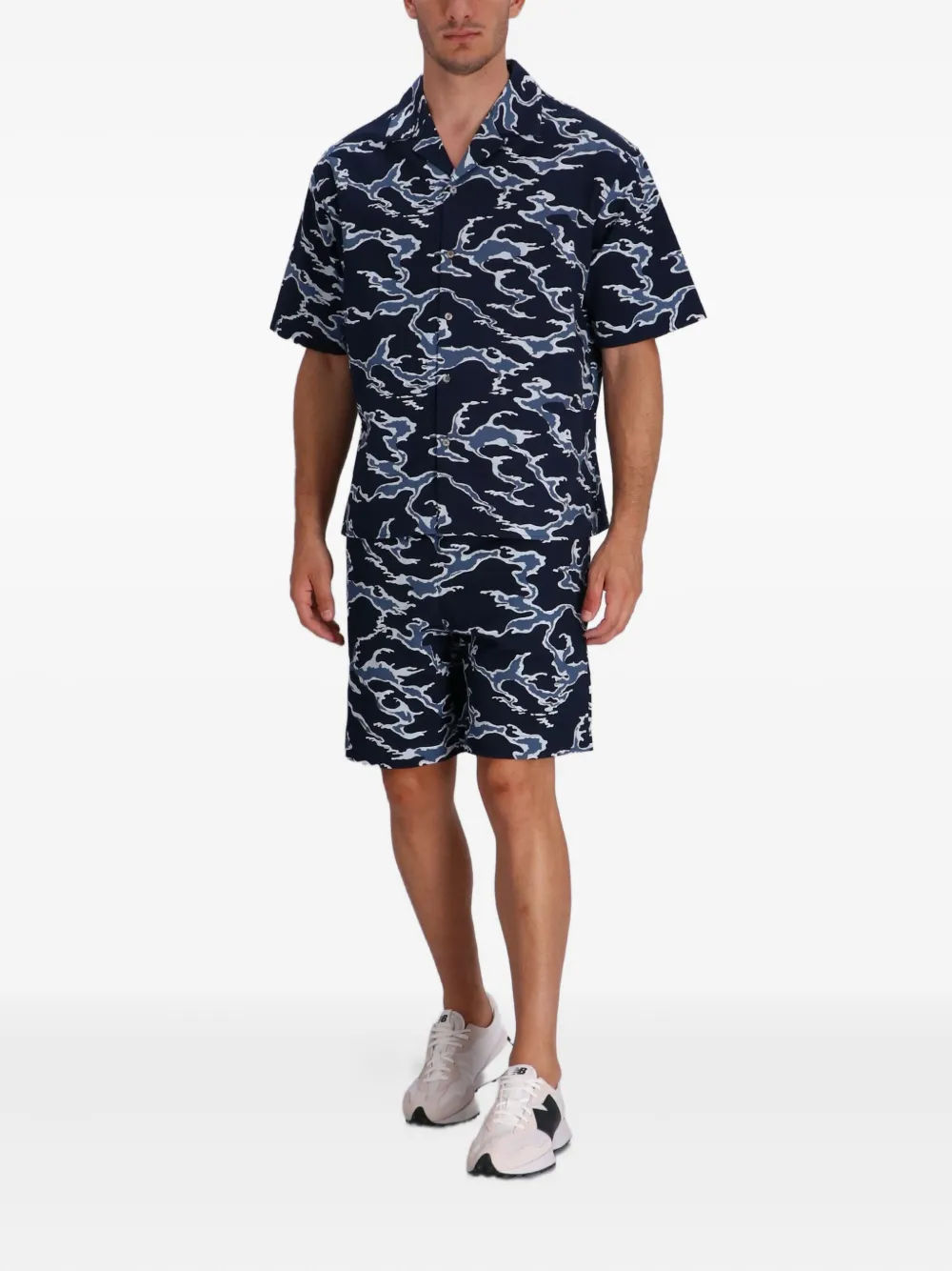 Kenzo Katoenen shorts met camouflageprint Blauw