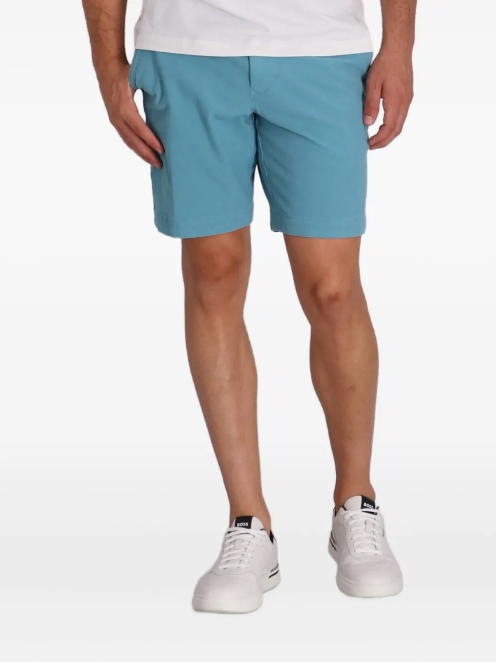 BOSS Katoenen twill shorts - Blauw