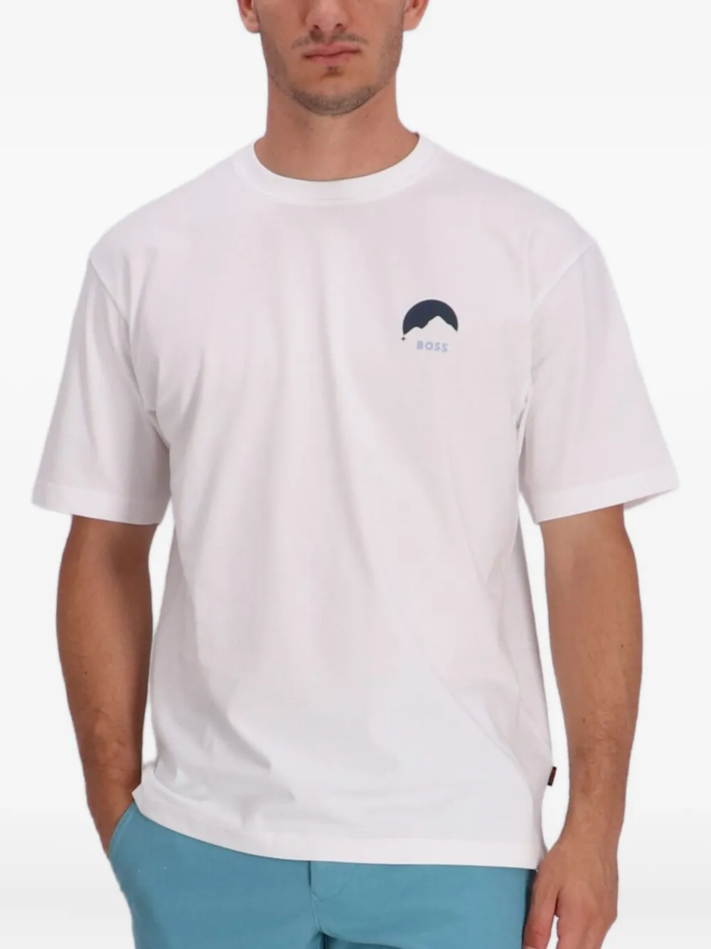 BOSS mountain-graphic cotton T-shirt | White | Image 1