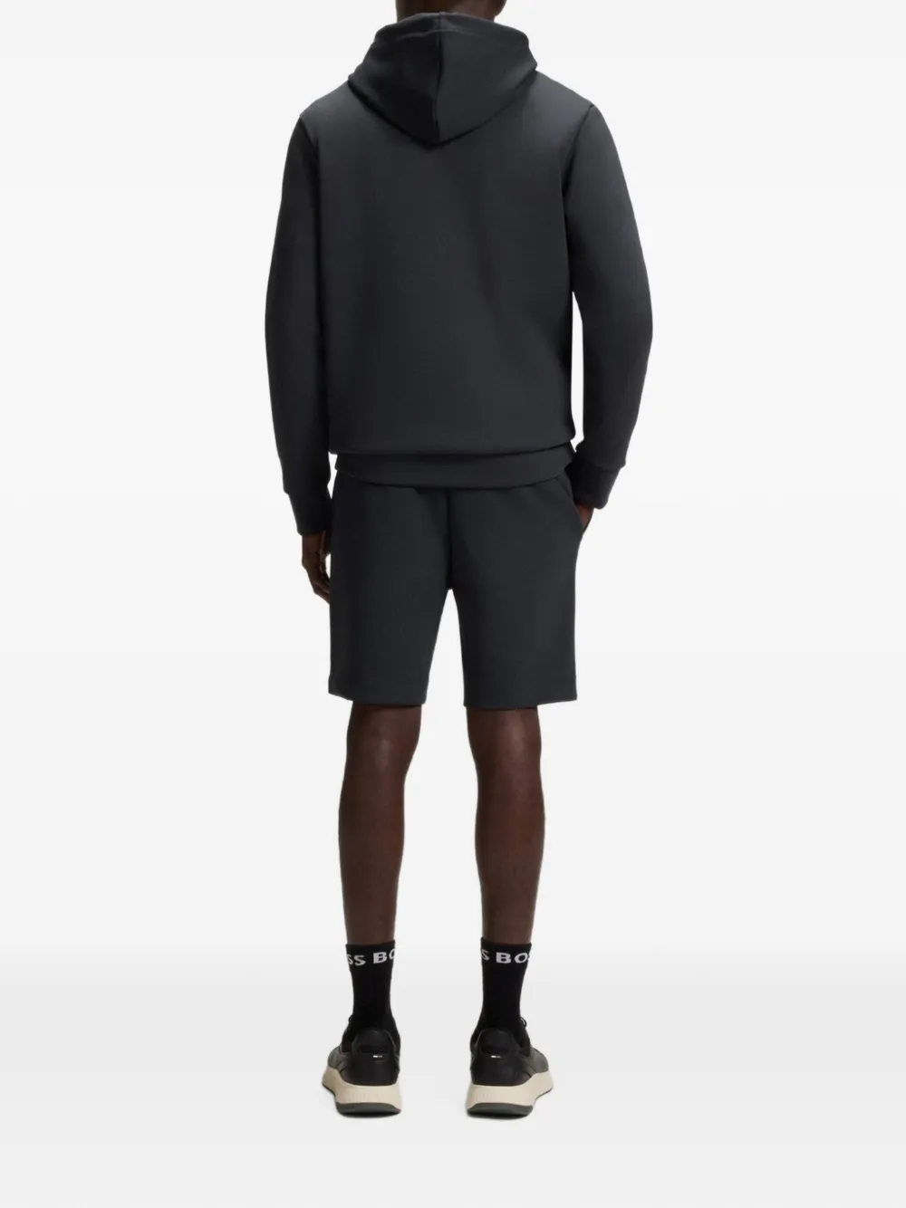BOSS Sweater met logoband en capuchon Zwart