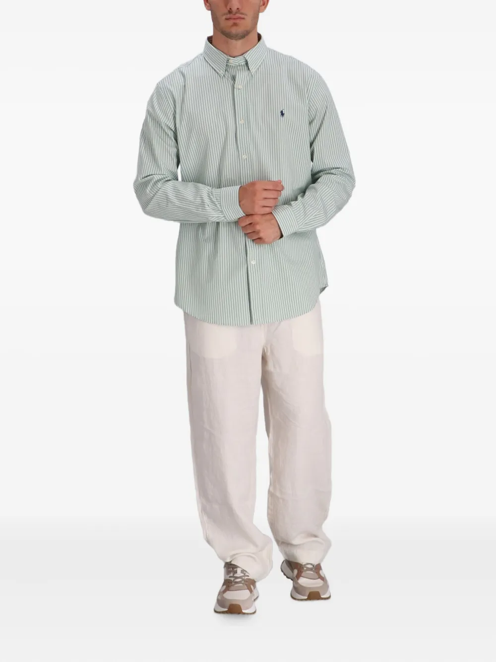 Polo Ralph Lauren striped-pattern cotton shirt Groen