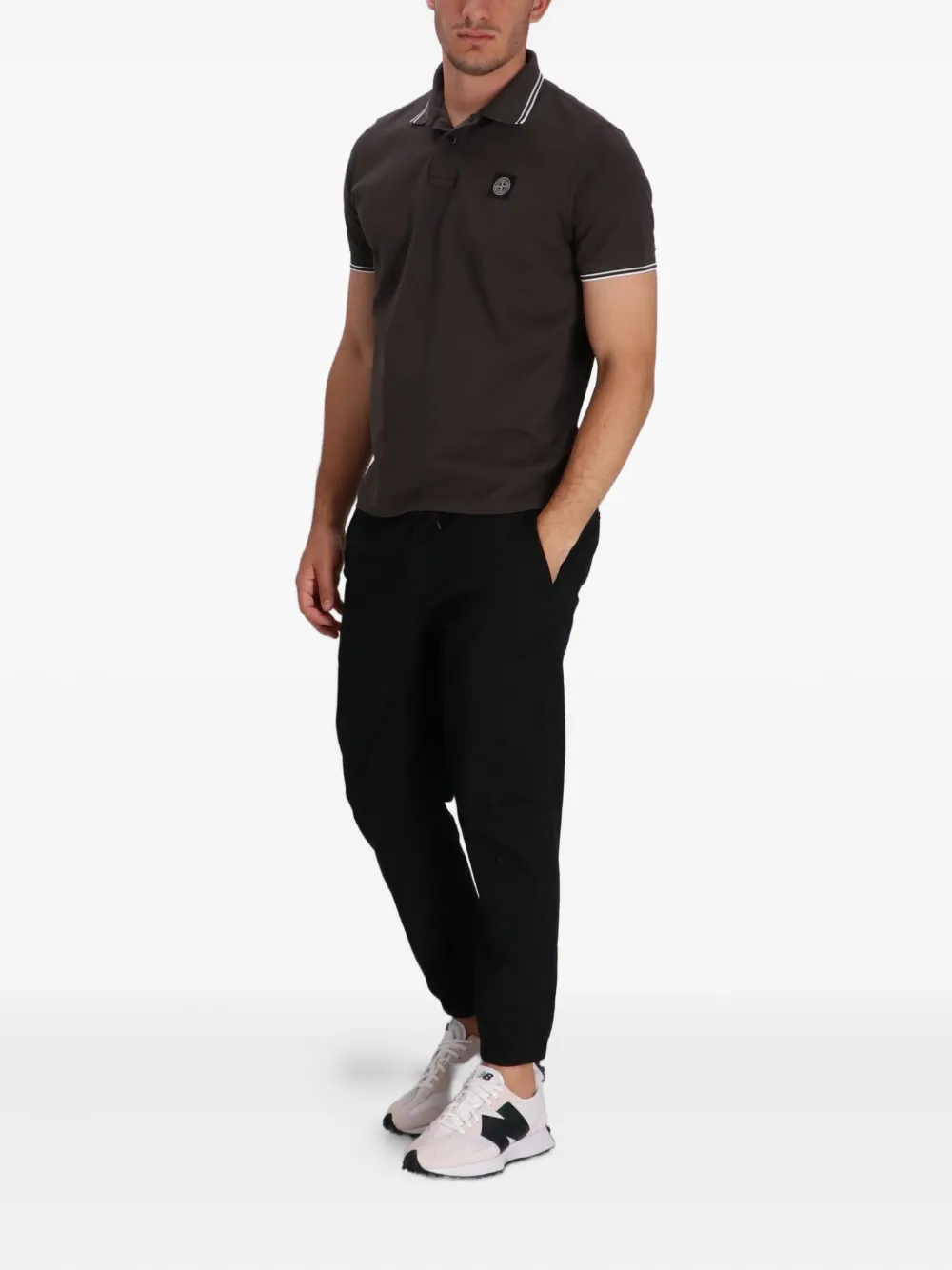 Stone Island tipped-collar logo polo shirt - Grijs