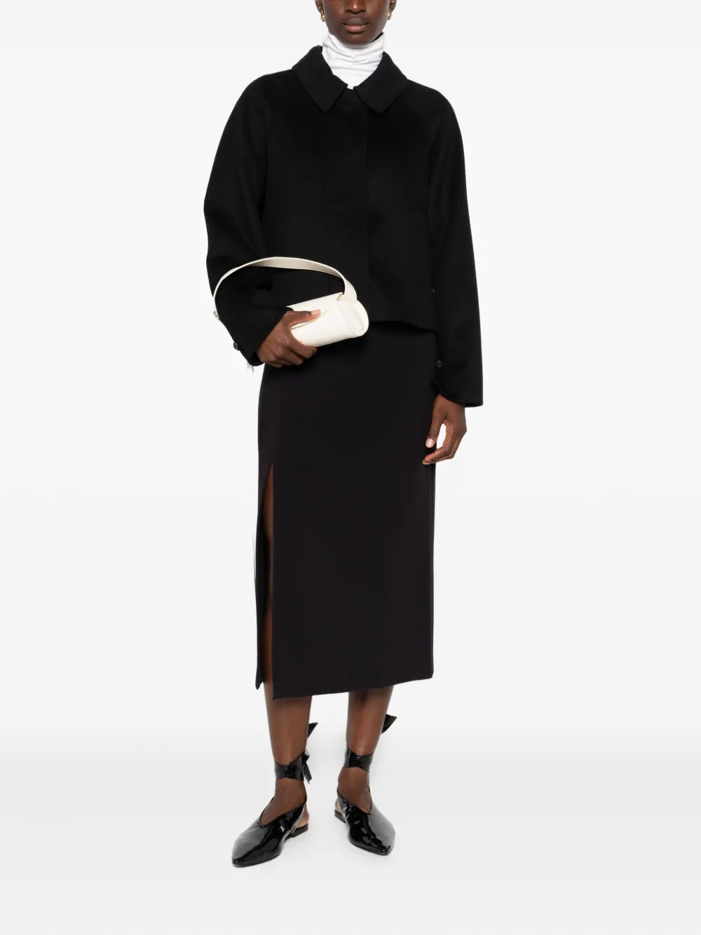 Ottod'ame Button-fastening Short Jacket In Black