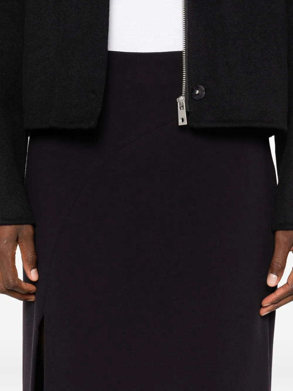 Ottod'ame Pleated Split Skirt In Black