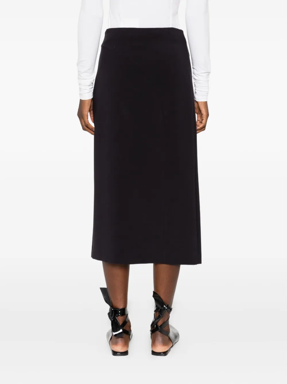 Ottod'ame Pleated Split Skirt In Black
