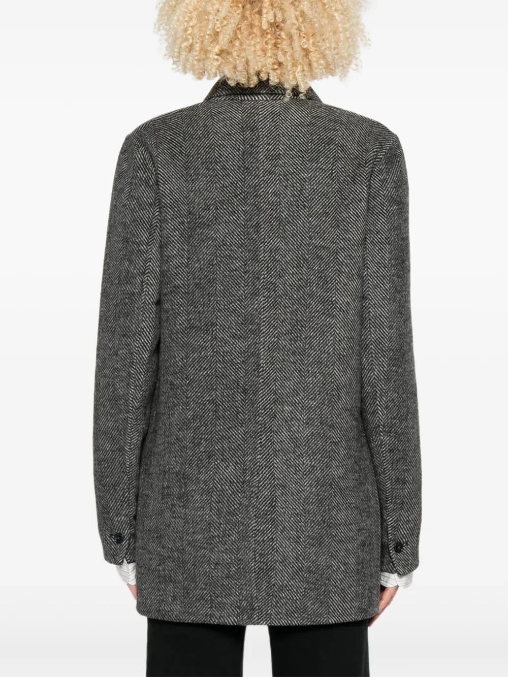 Ottod'Ame Blazer met visgraatpatroon Zwart