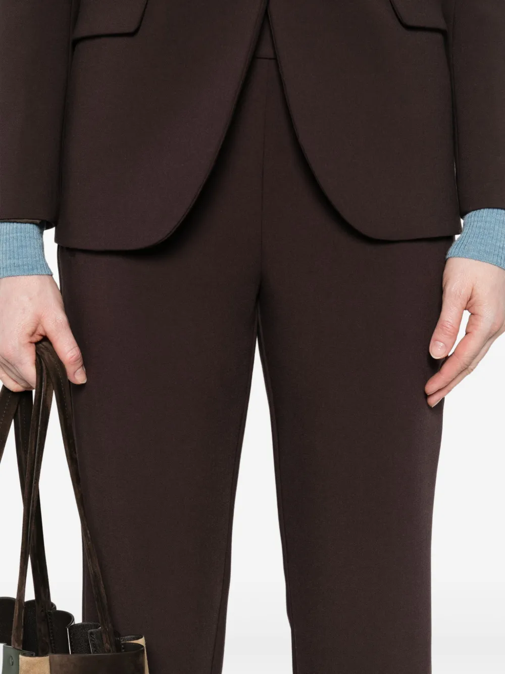 Ottod'Ame Broek met elastische taille en zakdetail Bruin