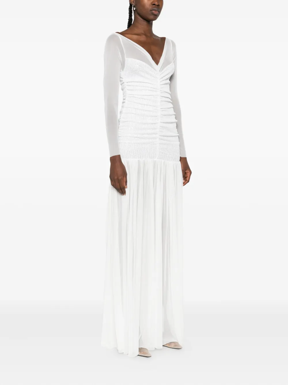Atu Body Couture long-sleeve gathered maxi dress Wit