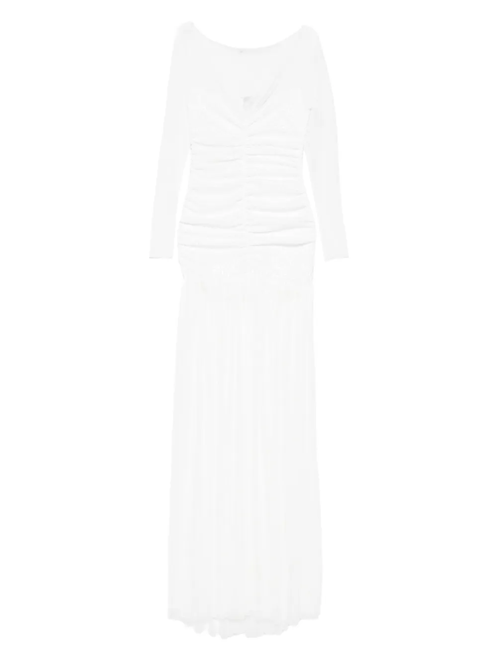 Atu Body Couture long-sleeve gathered maxi dress Wit