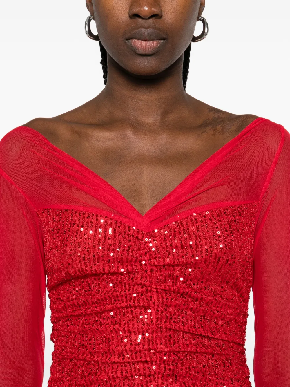 Atu Body Couture sequin-embellished mesh maxi dress Rood