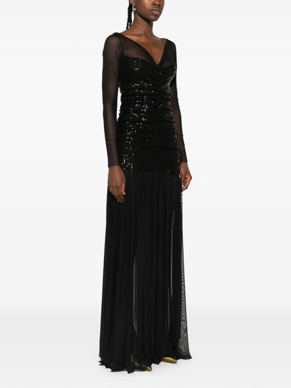 Atu Body Couture sequin-embellished mesh maxi dress Zwart
