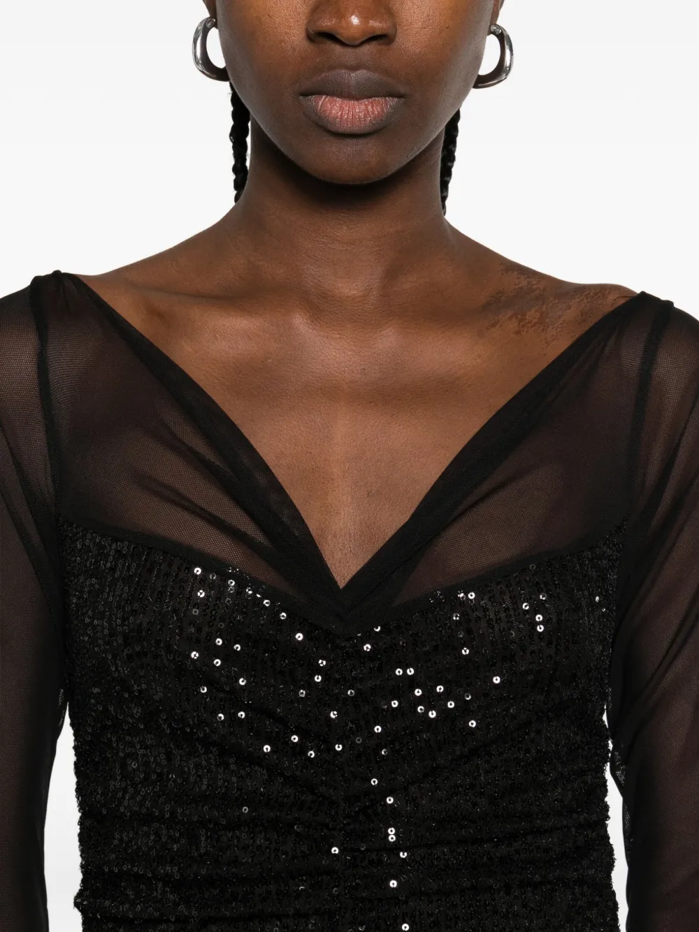 Atu Body Couture sequin-embellished mesh maxi dress Zwart