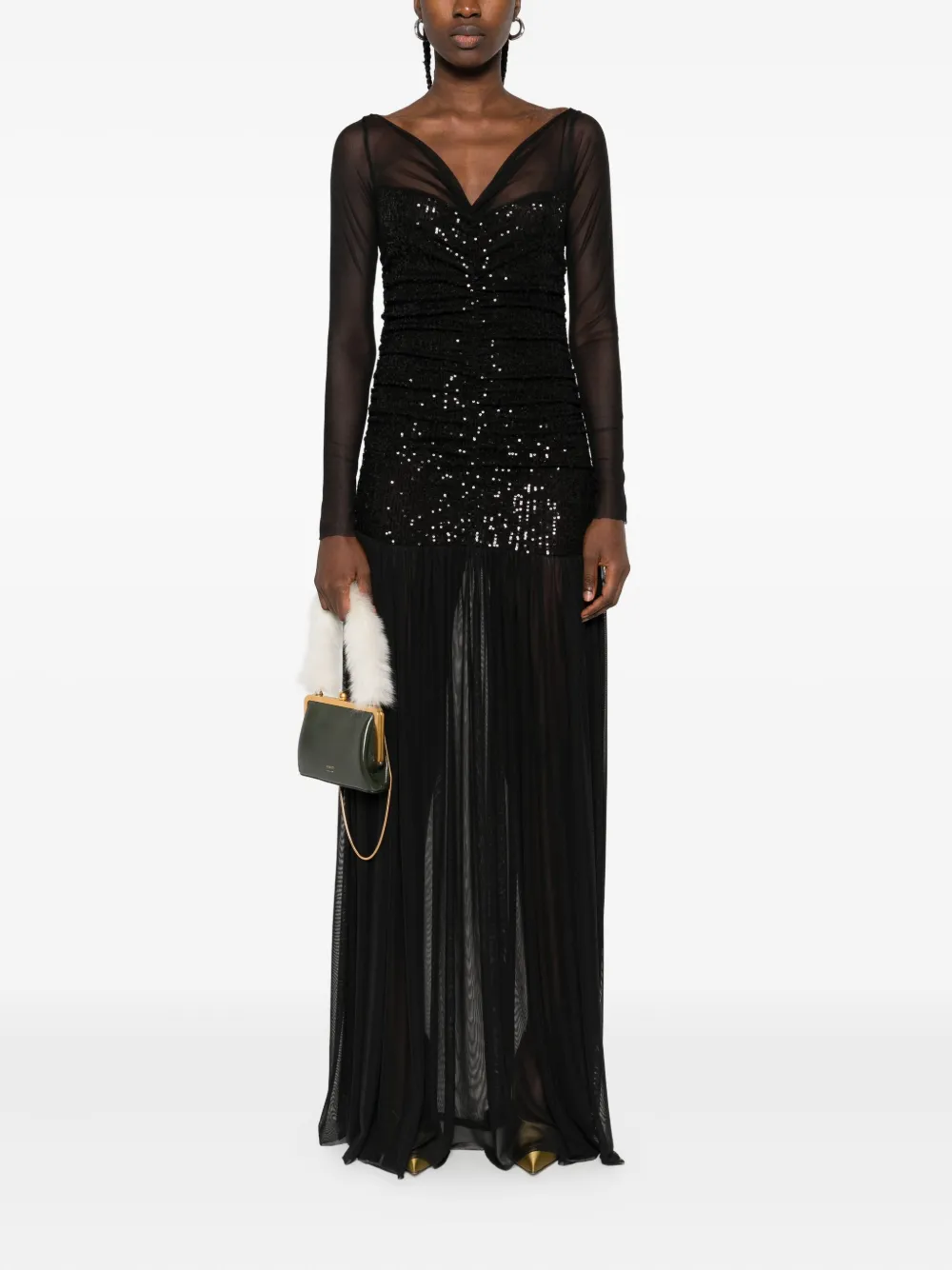 Atu Body Couture sequin-embellished mesh maxi dress - Zwart