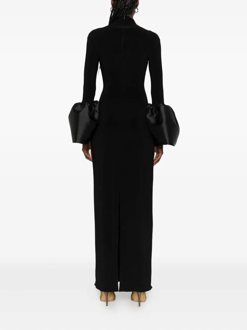 Atu Body Couture mock-neck bell-sleeve midi dress Zwart