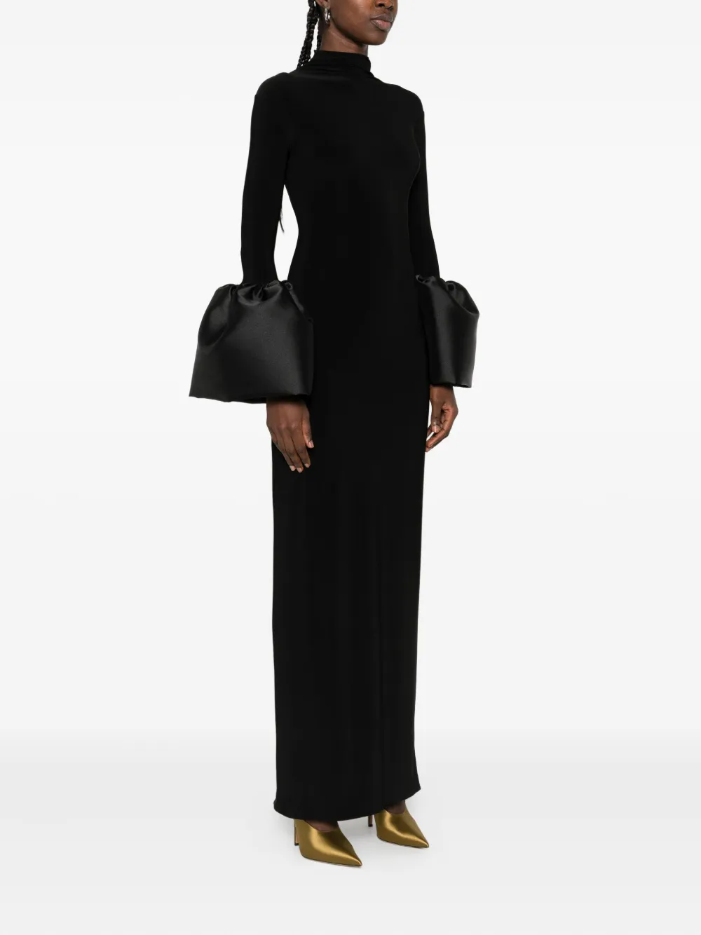 Atu Body Couture mock-neck bell-sleeve midi dress Zwart