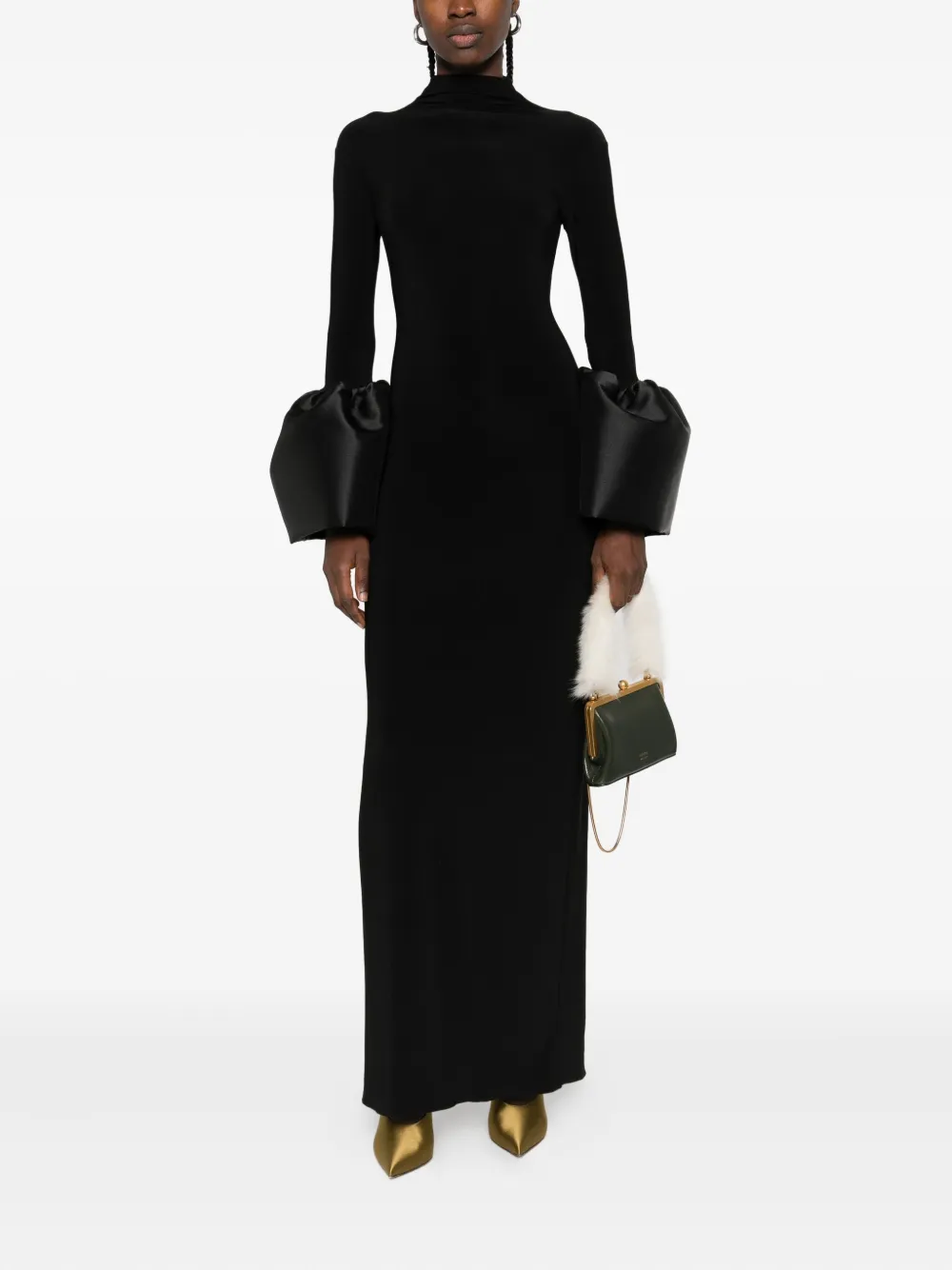 Atu Body Couture mock-neck bell-sleeve midi dress - Zwart
