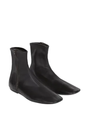 ドリスヴァンノッテン　サイドジップ レザーブーツ ブラック DRIES VAN NOTEN ジップ レザーソックスブーツ | ブラック | FARFETCH JP