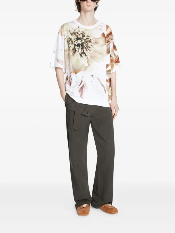 floral-jacquard trousers