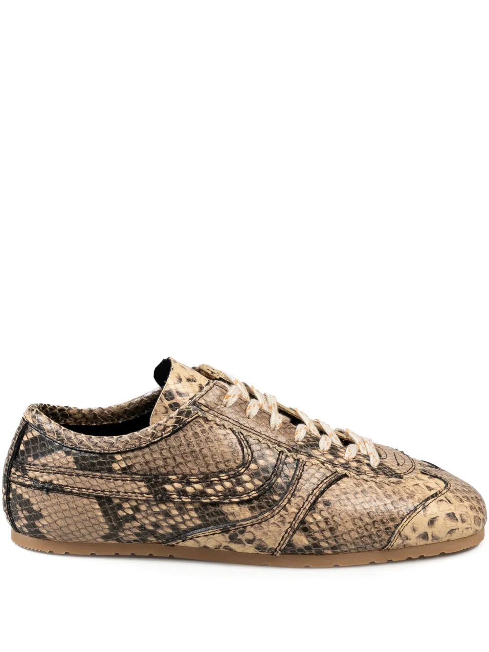 Dries Van Noten Snakeskin-effect Leather Sneakers In Brown