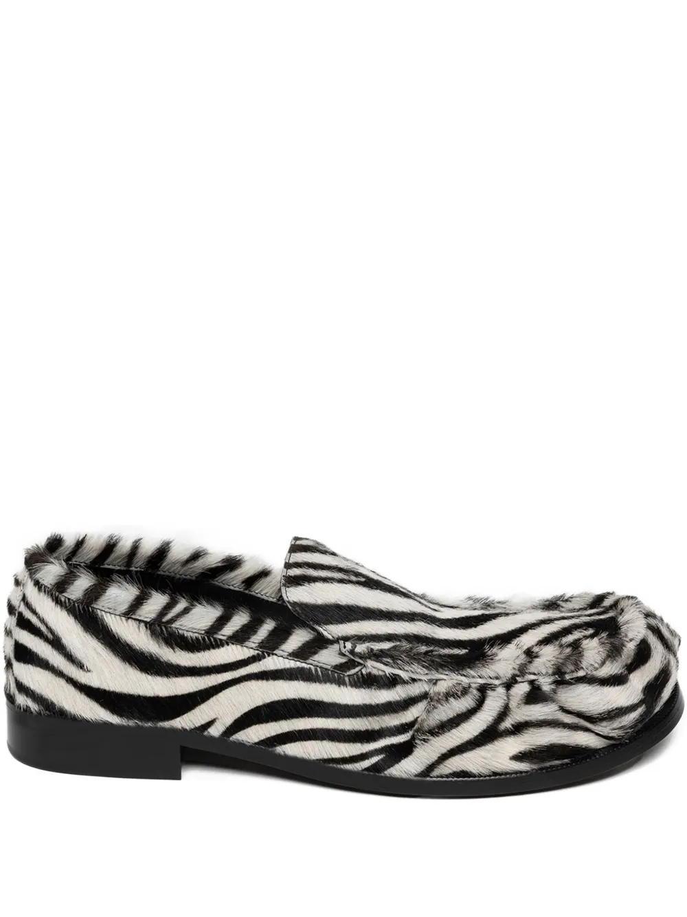 DRIES VAN NOTEN zebra-print ponyhair loafers | Black | Image 1