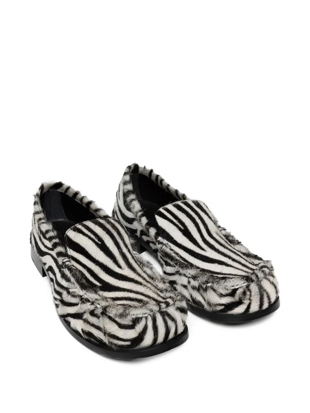 DRIES VAN NOTEN Loafers met zebraprint en ponyhaar - Zwart