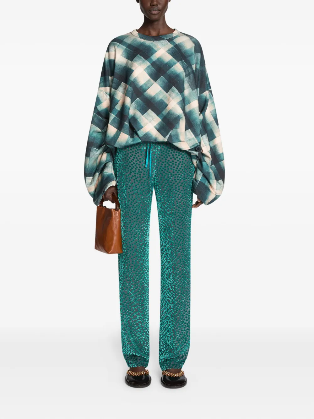 DRIES VAN NOTEN Elastische broek met stippen - Blauw