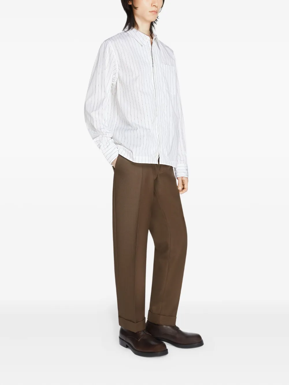 DRIES VAN NOTEN Overhemd met krijtstreep Wit