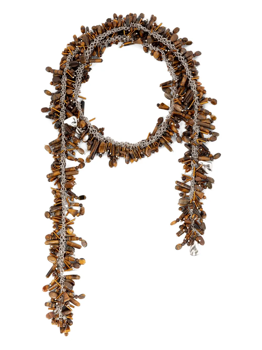 DRIES VAN NOTEN amber-beads scarf necklace | Silver | Image 1