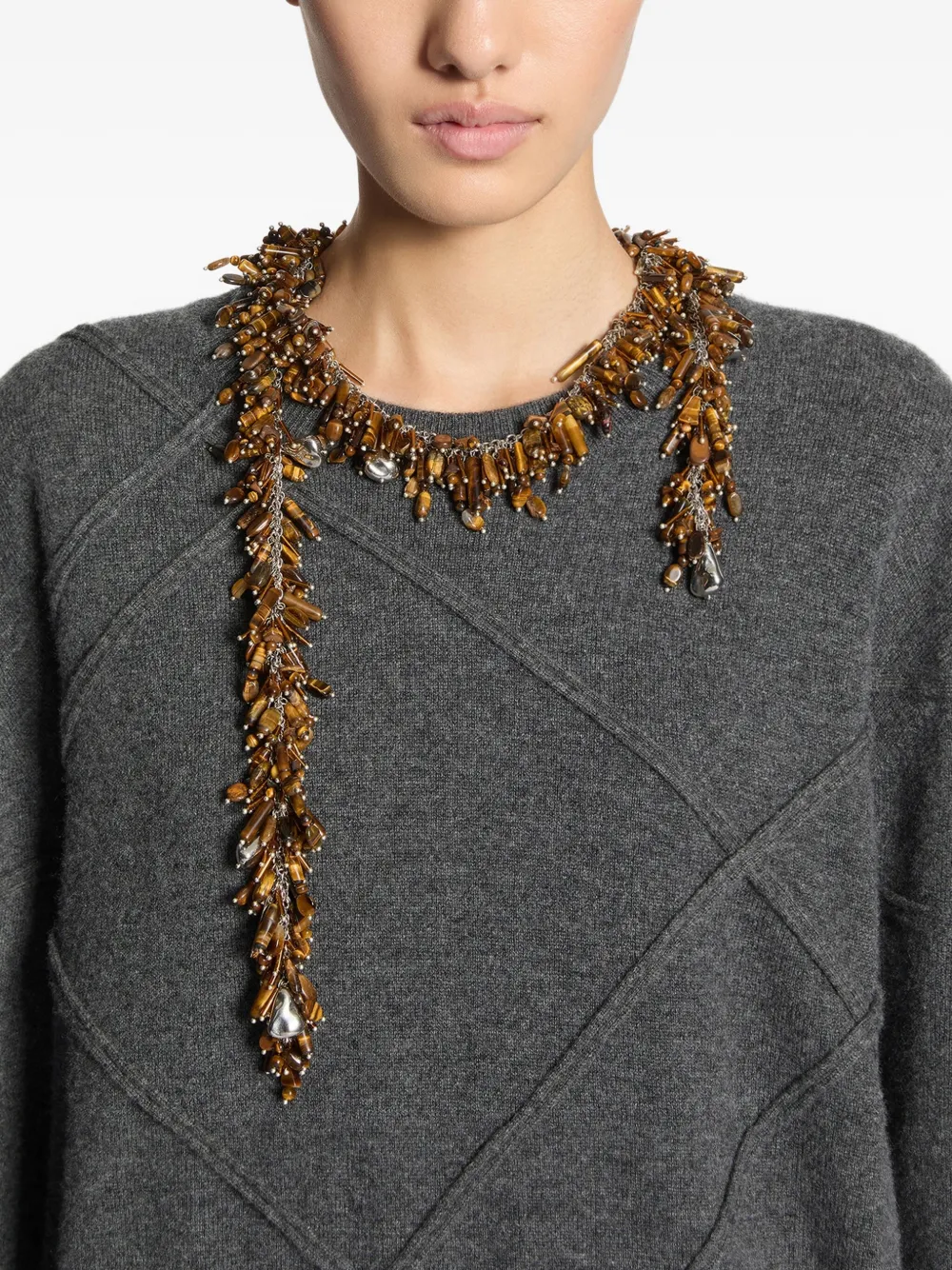DRIES VAN NOTEN amber-beads scarf necklace | Image 2